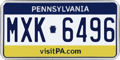 PA license plate MXK6496