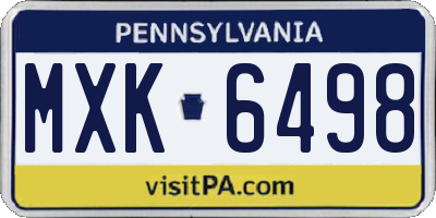 PA license plate MXK6498