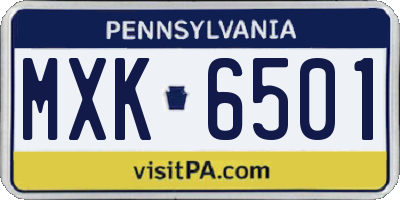 PA license plate MXK6501