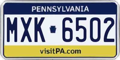PA license plate MXK6502