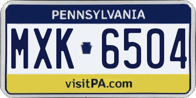PA license plate MXK6504