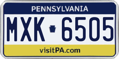 PA license plate MXK6505