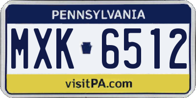 PA license plate MXK6512