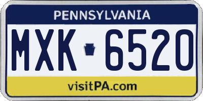 PA license plate MXK6520