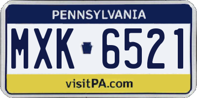 PA license plate MXK6521
