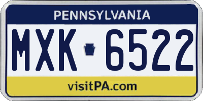 PA license plate MXK6522