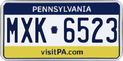PA license plate MXK6523