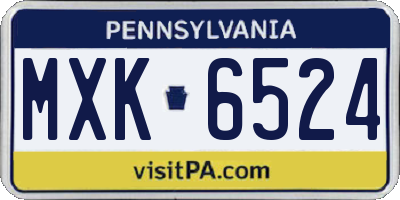 PA license plate MXK6524