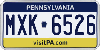 PA license plate MXK6526