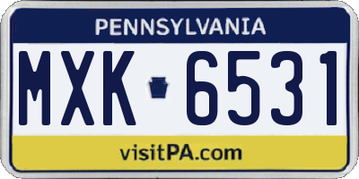 PA license plate MXK6531