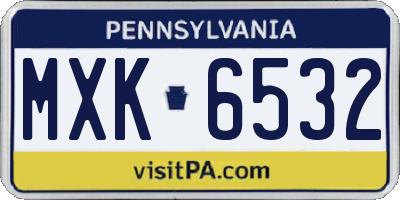 PA license plate MXK6532