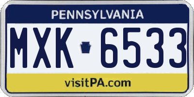PA license plate MXK6533