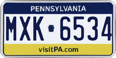 PA license plate MXK6534