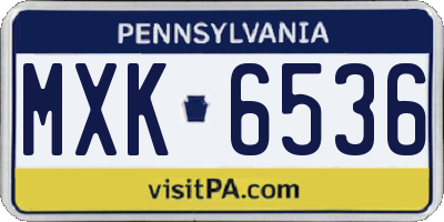 PA license plate MXK6536