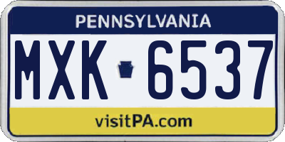 PA license plate MXK6537