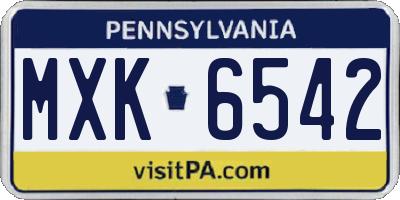 PA license plate MXK6542