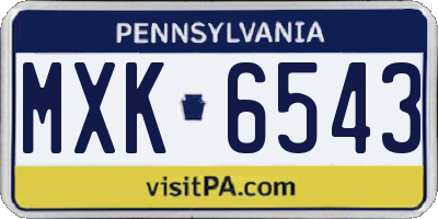 PA license plate MXK6543