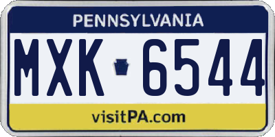 PA license plate MXK6544