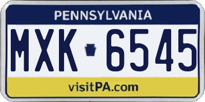PA license plate MXK6545