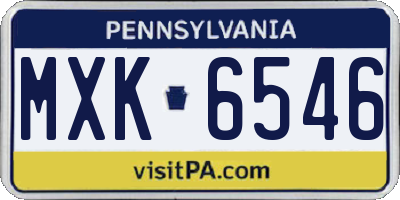 PA license plate MXK6546