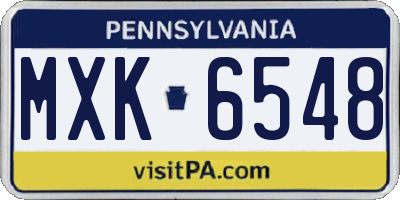 PA license plate MXK6548
