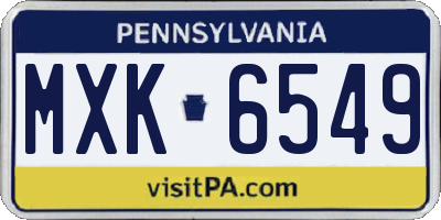 PA license plate MXK6549