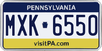 PA license plate MXK6550