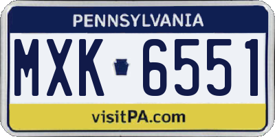 PA license plate MXK6551