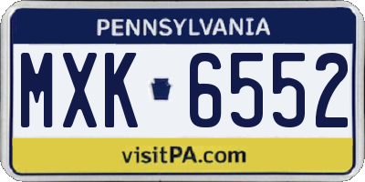 PA license plate MXK6552