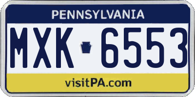 PA license plate MXK6553