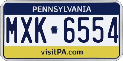 PA license plate MXK6554