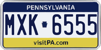 PA license plate MXK6555