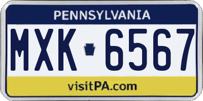 PA license plate MXK6567