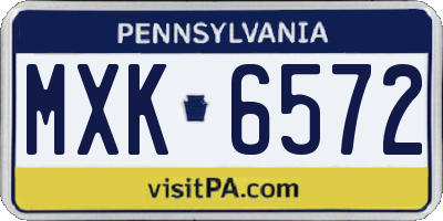PA license plate MXK6572