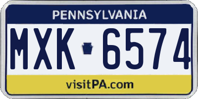 PA license plate MXK6574