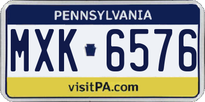 PA license plate MXK6576
