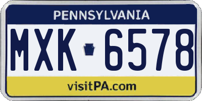 PA license plate MXK6578