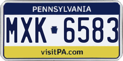 PA license plate MXK6583