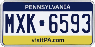 PA license plate MXK6593
