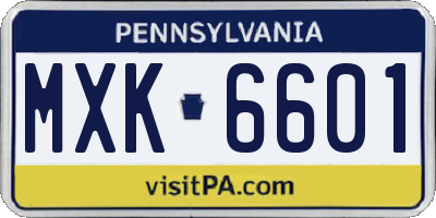 PA license plate MXK6601