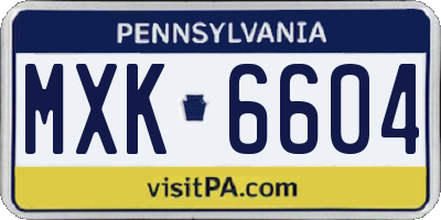 PA license plate MXK6604