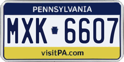 PA license plate MXK6607