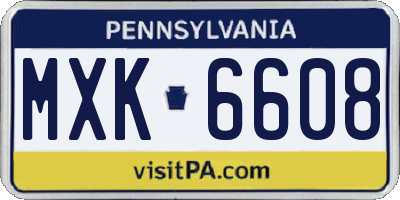 PA license plate MXK6608