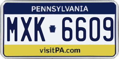 PA license plate MXK6609