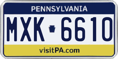 PA license plate MXK6610