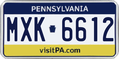 PA license plate MXK6612