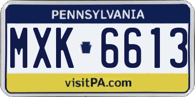 PA license plate MXK6613