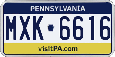 PA license plate MXK6616