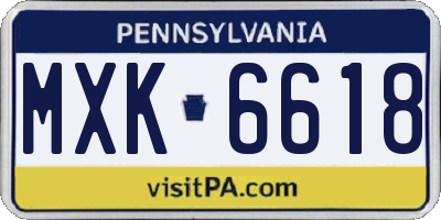 PA license plate MXK6618