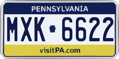 PA license plate MXK6622